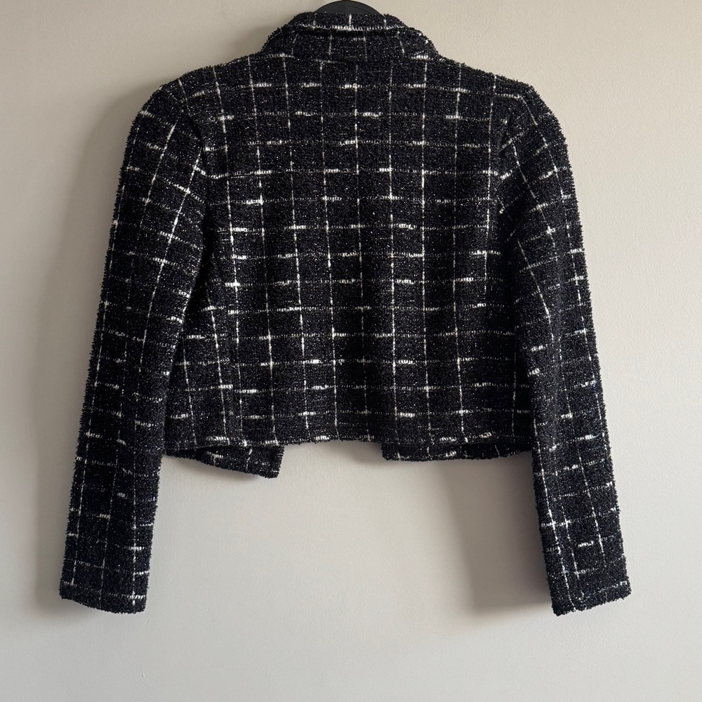 Sincerely Jules Black and White Cropped Tweed Blazer - Picture 2 of 8